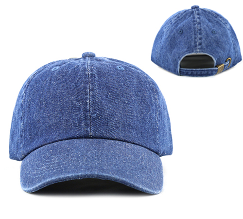 100% Cotton Stone Wash Blue Jean Baseball Cap (Dozen)